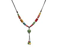 CaChnTyche Colorful Beaded Y Necklaces with Pendant Multicolor Round Beads 2025 Fashion Trendy Bohemian Hippie Jewelry for Women Dressy Summer Beach Vacation Vintage Native American Cute Accessory