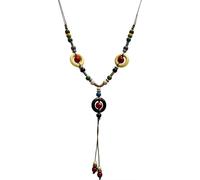 CaChnTyche Native American Necklaces for Women Bohemian Colorful Ceramic Beaded Funky Fashion Boho Hippie Jewelry Statement Long Strand Pendant Necklace With Butterfly for Ladies Dressy Summer