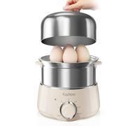 CACHOO - 2-Tier Fast Stainless Steel Egg Boiler with 30 Minute Timer and Auto Shut-Off, Multipurpose Compact Electric Steamer for Cooking and Dishwasher - Beige