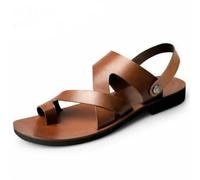 Cachorro 1 Pair Beach Men's Flats, Outdoor Casual Slippers, Double Adjustable Buckle Slide Sandals, Slip On Walking Summer Shoes,Brown,48