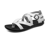 Cachorro 1 Pair Men's Cut-Out Beach Shoes, Summer Clip-On Flat Sandals, Outdoor Casual Walking Shoes, Open Toe Light Weight Elastic Slingback Comfort Sandals,White,42