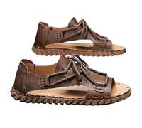 Cachorro 1 Pair Men's Sandals, Summer Soft Leather Casual Soft-Soled Non-Slip Beach Shoes, Comfortable Open-Toe Sandals With Cushioned Sole For Hiking, Walking And More,Brown,44