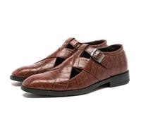 Cachorro 1 Pair Men's Summer Cut-Out Sandals, Adjustable Casual Leather Plus Size Shoes, Outdoor Slippers For The Beach, Bathroom And More,Brown,38