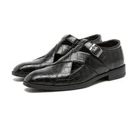 Cachorro 1 Pair Men's Summer Cut-Out Sandals, Adjustable Casual Leather Plus Size Shoes, Outdoor Slippers For The Beach, Bathroom And More,Black,39