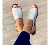 Cachorro 1 Pair Summer Flat Sandals, Comfortable And Wearable, Solid Color Casual Women's Beach Slippers, Outdoor Pool Shoes For Women, Bathroom Sandals,Silver,41