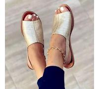 Cachorro 1 Pair Summer Flat Sandals, Comfortable And Wearable, Solid Color Casual Women's Beach Slippers, Outdoor Pool Shoes For Women, Bathroom Sandals,Gold,43