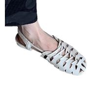 Cachorro 1 Pair Woven Cut-Out Breathable Summer Sandals, Flat Shoes For Women, Outdoor Open Toe Slippers With Ankle Strap, Fashion Accessories,38
