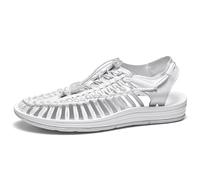 Cachorro 1 Pair Woven Sandals, Men's Summer Trendy Roman Sandals, Breathable Couple Toe-Wrapped Casual Beach Shoes, Adjustable Comfort Flat Slippers, Outdoor Sports Accessories,White,41