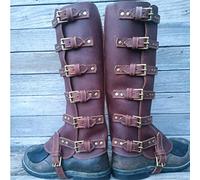 Cachorro Medieval Leather Belt Buckle Gaiters, Steampunk Knight Boots Shoes Cover Larp Pirate Cosplay Costume Accessory For Men Women, Outdoor Hiking Protector Gear,Dark Brown