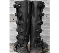 Cachorro Medieval Leather Belt Buckle Gaiters, Steampunk Knight Boots Shoes Cover Larp Pirate Cosplay Costume Accessory For Men Women, Outdoor Hiking Protector Gear,Black