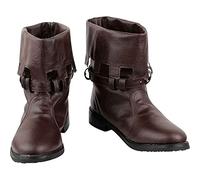 Cachorro Medieval Pirate Flanging Boots, Outdoor Fashion Men's Vintage Viking Shoes, Steampunk Retro PU Leather Chunky Heel Boots, 1 Pair,Brown,48