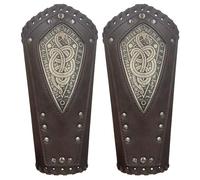 Cachorro Medieval Totem Bracers, Viking Retro PU Leather Arm Armer Cuff, Halloween Adjustable Leather Gauntlet Costumes Accessories, Outdoor Cosplay Props