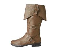 Cachorro Medieval Viking PU Leather Boots, Vintage Pirate Renaissance Shoes For Daily Wear, Cosplay Costumes Accessories, Outdoor Motorcycle Clothing,Yellow,48