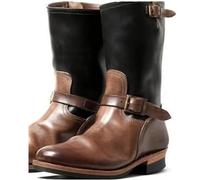 Cachorro Men Medieval PU Leather Boots, Steampunk Gothic Viking Pirate Props Shoes, Vintage Knight Side Zip Round Toe Boot Shoes, 1 Pair,Black + Brown,48