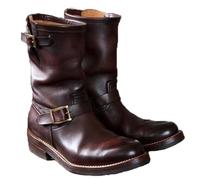 Cachorro Men Medieval PU Leather Boots, Steampunk Gothic Viking Pirate Props Shoes, Vintage Knight Side Zip Round Toe Boot Shoes, 1 Pair,Burgundy,46