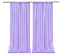 Cachpib 2 Sheets Backdrop Curtain, Detachable Photography Curtains, Soft Smooth Pleated Backdrop Curtains for Stage Wedding Party Backdrop Photography Birthday - Light purple 5FTX10FT