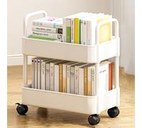 Cachpib 2 Tier Storage Trolley Cart, Mobile Utility Cart with Lockable Wheels, Kitchen Bathroom Rolling Storage Shelving Organizer for Home Kitchen Bathroom Laundry Office - white