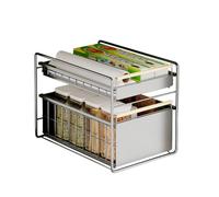 Cachpib 2 Tier Under Sink Storage Drawer Pull Out Sliding Basket for Cabinet Kitchen Cupboard Organiser Metal Storage Rack for Home and Office, 28x40x39Cm