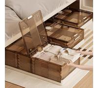 Cachpib 2Pcs Under Bed Storage Box With Wheels and Lid, Rolling Underbed Containers Foldable Underbed Clothes Organiser Storage Bag for Clothes Shoes Toys Blankets, 100x50x25cm