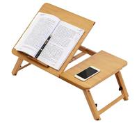 Cachpib Bamboo Laptop Tray with Height Adjustable Foldable Legs Bed Tray Portable Lap Desk Laptop Bed Table for Breakfast, Snack Serving, Bed, Drawing