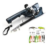 Cachpib Collapsible Fishing Rod Reel Combo, Pocket Telescopic Fishing Rod, 9.05in-51.6in Adjustable Lightweight Carbon Fiber Rod and 3.6:1 Ratio Reel for Fishing, with 21 accessories