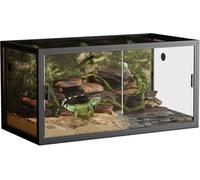 Cachpib Glass Reptile Terrarium Insect Breeding Tank Vivarium Habitats Tank with Top Screen Ventilation & Glass Sliding Door for Lizards, Horned Frogs, Snakes, Spiders, 48x24x24in