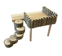 Cachpib Hamster Platform Wooden Platform Stand Shelf for Hamster Golden Bear Hamster Climbing Toy Natural Wood Hamster Playing Activity Platform with Ladder Hamster Cage Accessories Vertical Round