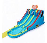 Cachpib Inflatable Bouncy Castle Water Park with Slide Sprayer Climbing Wall & Splashing Pool, Includes Air Blower, Outdoor Indoor Bounce House for Kids Toddlers, 8.1x2.5x2.7m