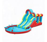 Cachpib Inflatable Bouncy Castle Water Park with Slide Sprayer Trampoline Climbing Wall & Splashing Pool, Includes Air Blower, Outdoor Indoor Bounce House for Kids Toddlers, 7.22x3.15x2.2m