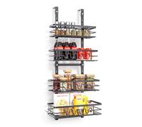 Cachpib Over Door Storage Kitchen Pantry Organizer, Pantry Door Organizer Shelves, Metal Hanging Spice Rack For Pantry Door, Multi-Tier Over The Door Organizer For Kitchen Bathroom, 4 layers