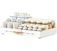 Cachpib Pull Out Cabinet Organizer Storage Shelves for Kitchen Cupboard Extendable Slide Out Drawers with Adhesive Film Sliding Drawer Organiser Shelf