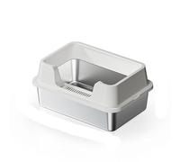 Cachpib Stainless Steel Cat Litter Tray, Easy to Clean and Odour-Resistant Cat Litter Box with Scoop High Sided Metal Litter Pan Tray for All Cats