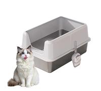 Cachpib Stainless Steel Cat Litter Tray High Sided Cat Litter Box with Scoop, Detachable Rim Easy Cleaning, 60x40x36.5cm