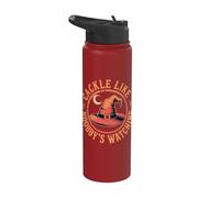Cackle Like Nobodys Watching Witch Retro Halloween Crescent Stainless Steel Insulated Water Bottle