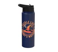 Cackle Like Nobodys Watching Witch Retro Halloween Crescent Stainless Steel Insulated Water Bottle