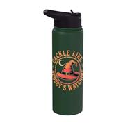 Cackle Like Nobodys Watching Witch Retro Halloween Crescent Stainless Steel Insulated Water Bottle