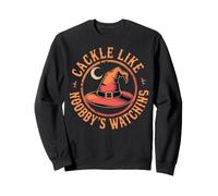 Cackle Like Nobodys Watching Witch Retro Halloween Crescent Sweatshirt