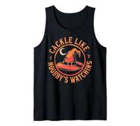 Cackle Like Nobodys Watching Witch Retro Halloween Crescent Tank Top