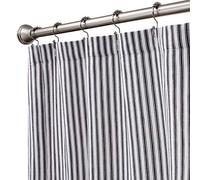 Cackleberry Home Black and White Ticking Stripe Woven Cotton Shower Curtain Extra Long 72 Inches W x 84 Inches L