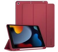 CACOE Case Compatible with iPad 9th /8th /7th Generation 2021 2020 2019, 10.2 Inch Case with Pencil Holder, Soft TPU Back Cover Auto Wake/Sleep, Wine Red