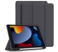 CACOE Case for iPad 9th/8th/7th Generation with Pen Holder 10.2 Inch Model 2021/2020/2019, Ultra Thin TPU Protective Case with Stand Function for iPad 10.2, Dark Grey
