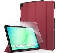 CACOE Case for Samsung Galaxy Tab A11+ Plus 11 Inch 2025 with Screen Protector, Ultra Thin Translucent Matt Back Cover with Auto Wake/Sleep Function, Wine Red