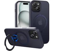 CACOE Magnetic Case for iPhone 15 6.1 inch with 360 Rotatable Ring Stand, Compatible with MagSafe Car Phone Mount, Cases Cover Phone Holder for Desk Meeting/Videos Dark Blue