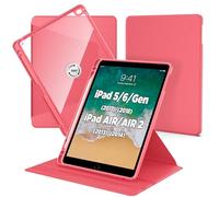 CACOE Rotating Case for iPad 9.7 Inch (6th/5th Generation 2018 2017)/iPad Air/iPad Air 2 with Pencil Holder, 360 Degree Rotating Protective Case Acrylic, Transparent Back Shockproof Border (Watermelon