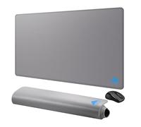 Cacoy 90x50 cm Large Mouse Pad XXL, Extended Desk Mat for Keyboard and Mouse, Non-Slip Rubber Base Gaming Computer Mouse Mat, Spill-Resistant Smooth Surface Office Desk Protector, Stitch Edges, Grey