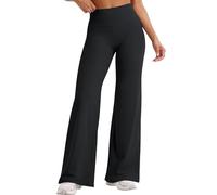 CACRTY Workout Leggings Womens No Front Seam Straight Leggings Tummy Control, High-Waisted and Wide Leg High Waist Buttery Eddiy Gym Yoga Pants Black