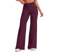 CACRTY Workout Leggings Womens No Front Seam Straight Leggings Tummy Control, High-Waisted and Wide Leg High Waist Buttery Eddiy Gym Yoga Pants Claret