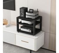 Cact 3-Tier HiFi o Stand Desktop Ste Cabinet forSto Movable Black o Video Shelves for Streaming Devices (40x35x35.5cm)