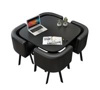 Cact Dining Table Set with 4 Stacking Chairs SpaceSaving Wooden Table for Smals Leatherette Chairs for Conference & Recept (Black)