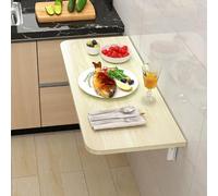 Cact Drop Leaf Table - Foldable Wooden Desk for Smals, Space-Saving Floating Dining Table for Home Office & Kitchen, Yellow 40x30cm (16x12in) - Ideal for Apartments
